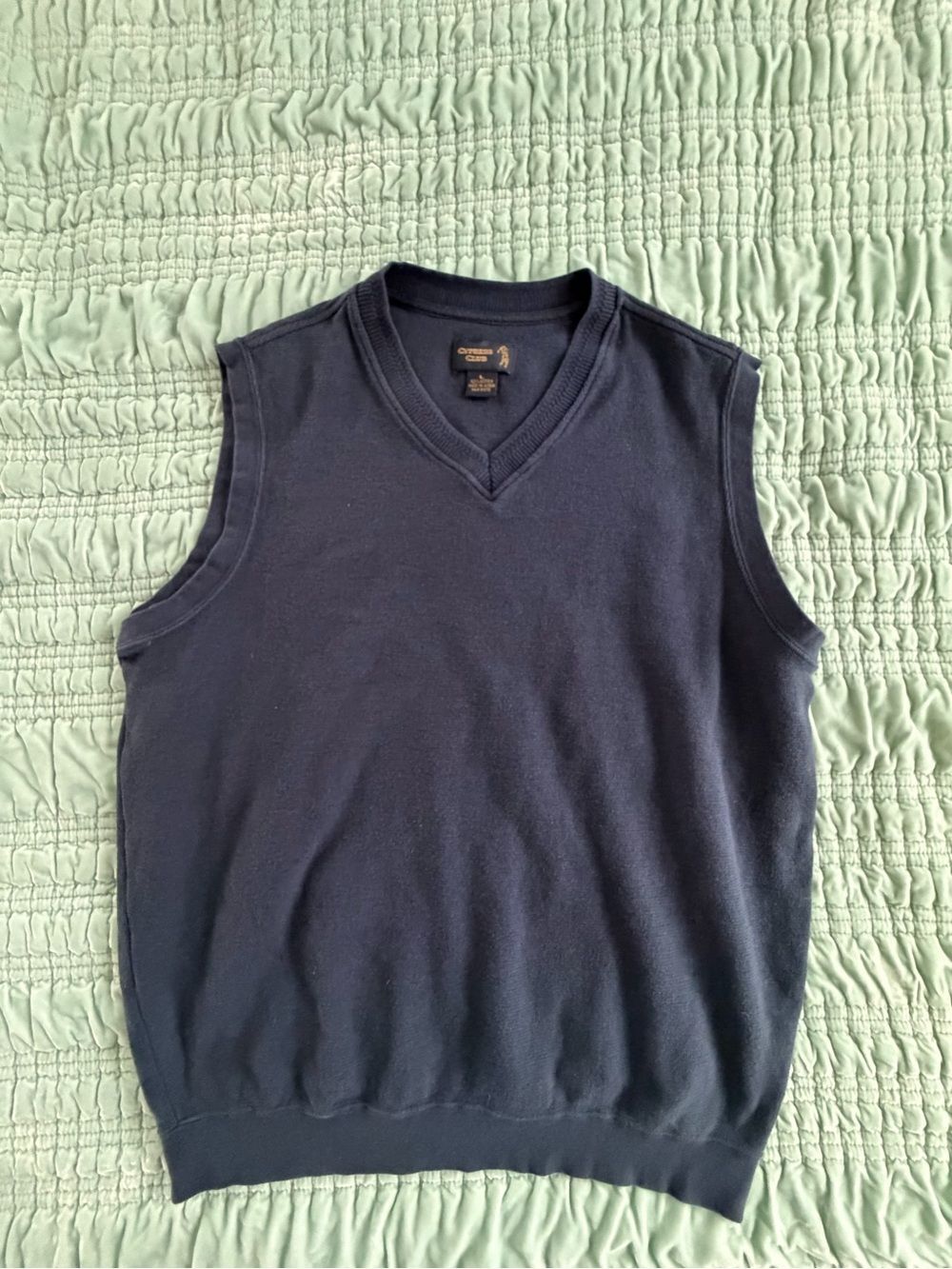 Cypress Club Men's Navy V-Neck Sweater Vest-Large